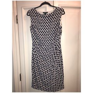 Ralph Lauren navy and white dress w/ruching